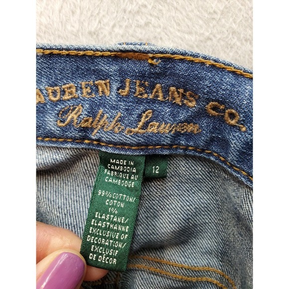 Lauren Jeans Co. Bootcut Jeans Women Size 12 Blue Denim Cotton Pocket Flat Front - Picture 8 of 9